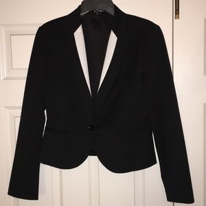 Black with white pin stripe color suit jacket